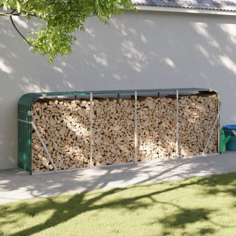 Leñero verde 300x45x100 cm acero galvanizado vidaXL