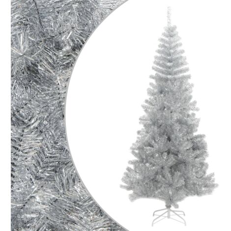 Árbol de Navidad artificial con soporte plateado PET 210 cm vidaXL
