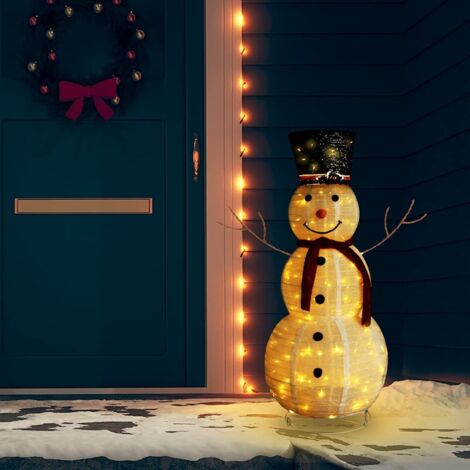 Muñeco de nieve de Navidad con luces LED tela lujosa 120 cm vidaXL
