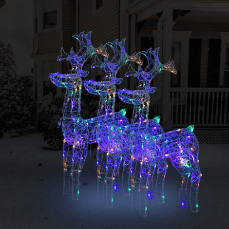 Adorno de reno de Navidad acrílico 3 unidades 60x16x100 cm vidaXL