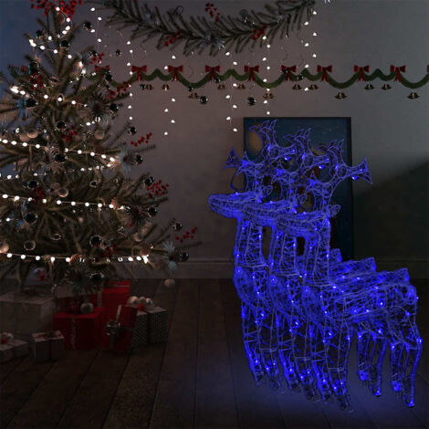 Adorno de reno de Navidad acrílico 3 unidades 60x16x100 cm vidaXL