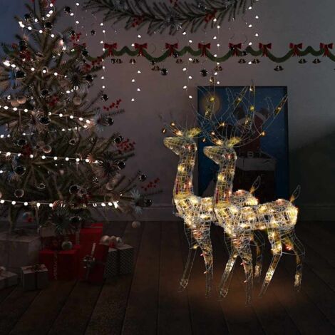 Adorno de renos de Navidad acrílico multicolor 2 uds 120 cm vidaXL