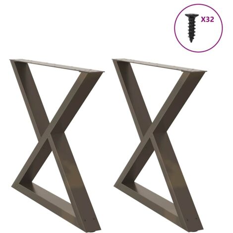 vidaXL Patas para mesa de comedor (2 unidades, acero natural, 90 x 72-73,3 cm)