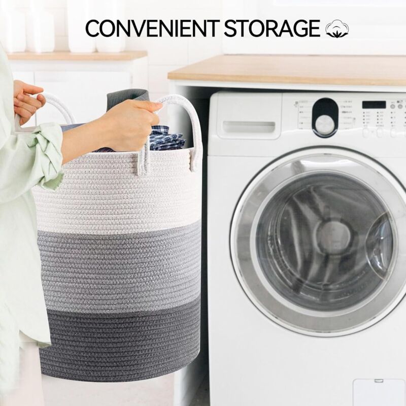Corbeille à Linge Panier à Linge en Coton Tissé Panier de Rangement 40L Boho Corbeille a Linge de Qualité Supérieure avec Poignée Grand Paniere a Ling | Leroy Merlin