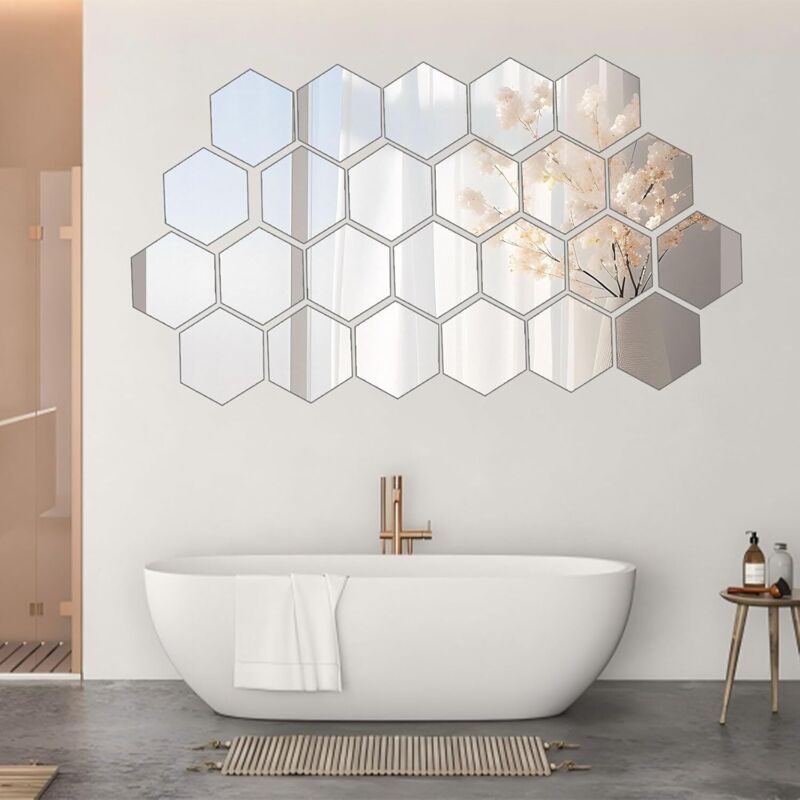 Hapivida Miroir Mural Nuageux Décoratif - Cadre Bois Miroir Acrylique Adhésif Pour Chambre Enfant Salon