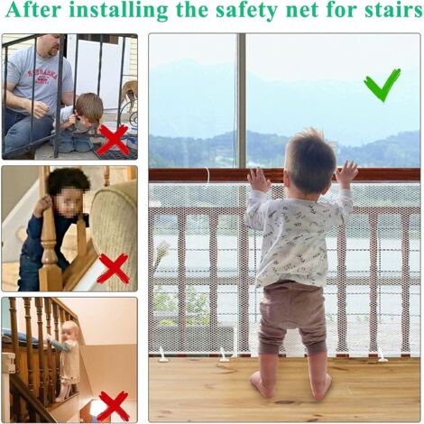 Filet De Sécurité Pour Enfants 450x90cm - Protection Balcon, Escalier Et Garde-Corps Pour Bébé Et Animaux