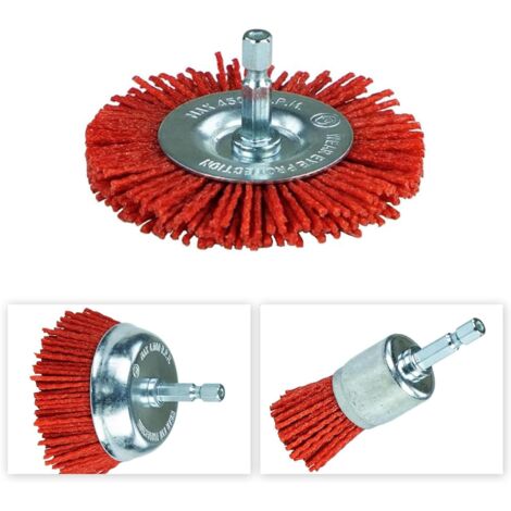 Lot De 9 Brosses Nylon à Tige Hexagonale 1/4" - Pour Perceuse, Enlever Rouille Et Corrosion - 3 Tailles Pratiques Et Efficaces