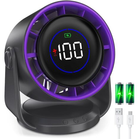 Lot 2 Ventilateurs de Table Mobiles à Batterie Blanc - Pliables, 3 Vitesses Silencieuses, Support Téléphone Intégré - USB Rechargeable 3.7V 800mAh - high-tech et tendances