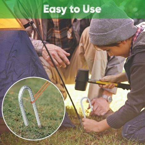 Lot De 10 Piquets D'ancrage Pour Balançoire – Acier Anti-rouille, Vis Incluses – Fixation Solide Pour Jardin