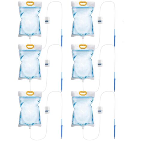 Lot de 6 sacs d'irrigation goutte à goutte de 3,5 l avec interrupteur de valve de commande réglable, kit d'irrigation goutte à goutte avec système (1/5)