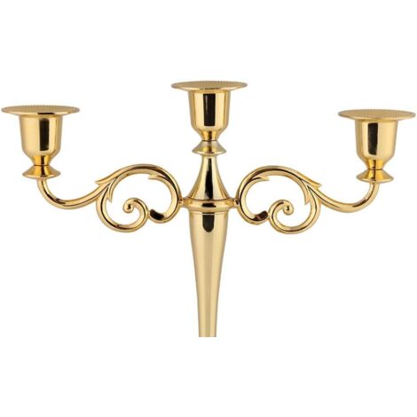 Bougeoir Doré 3 Bras Métal Candélabre Chandelier Européen élégant Bougeoir Bougeoir Pour Mariage Table à Chandelier Sur Pied