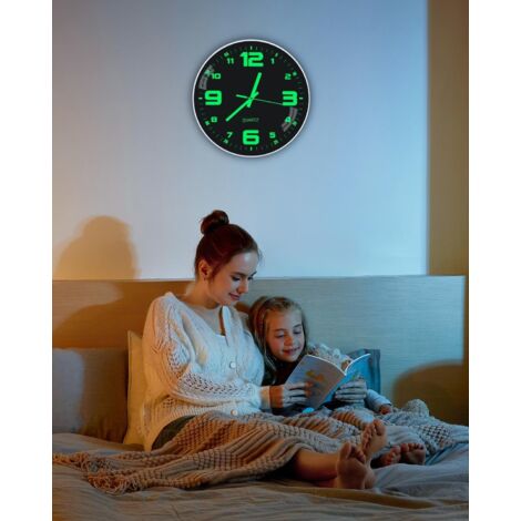 Asfrode Horloge murale lumineuse, 30 cm, silencieuse, veilleuse Asfrode Horloge murale lumineuse, 30 cm, silencieuse, veilleuse