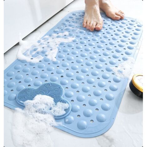 Tapis De Douche Antidérapant Carré 48x48 Cm Bleu Clair - Avec Ventouses Lavable En Machine