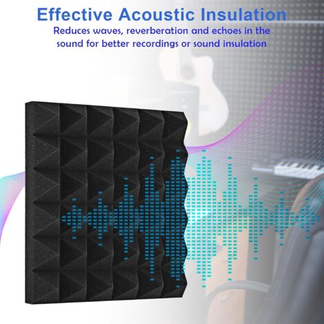 Panneaux Acoustiques Mousse 48 Panneaux Acoustiques JBER 30x30cm - Mousse Absorption Son - Pour Studio Home Studio Insonorisation Studio