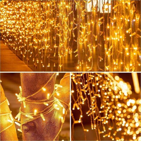 Guirlande Lumineuse Extérieure 10M 408 LED - Rideau Lumineux, Télécommande, 8 Modes, IP44