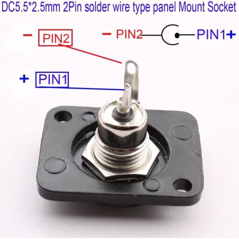 Prise Femelle DC 5.5 X 2.1 Mm Montage Panneau à Souder – Connecteur Alimentation 12V 10A Pour LED, Caméra, Bricolage