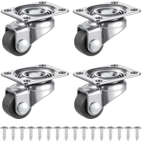 Lot De 4 Mini Roulettes Pivotantes Universelles En Nylon – Roues Pour Poubelle, Meubles, Boîtes De Rangement – 360° Avec Frein
