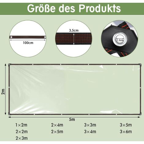 Bâche Transparente Avec Oeillets 1x2m - Protection Pluie Et Vent Pour Jardin, Terrasse Et Meubles