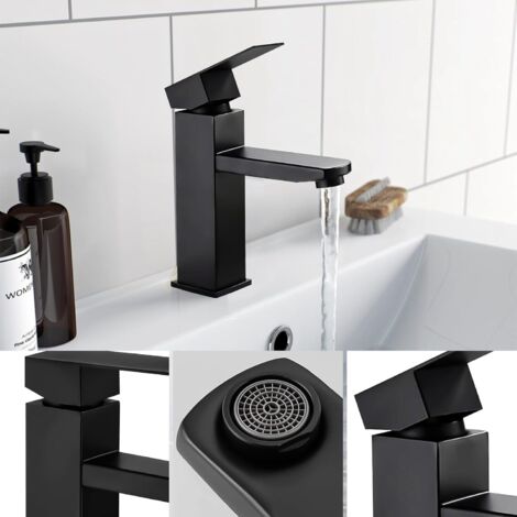 Robinet Salle De Bain Noir, Mitigeur Lavabo En Acier Inoxydable Avec