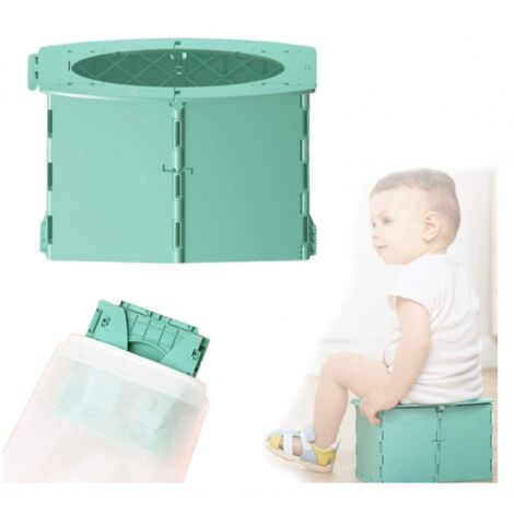 Toilette Pliante Portable Pour Enfants – Pot De Voyage Vert Avec Sac, Siège Pliable Intérieur/Extérieur Dès 12 Mois, Supporte Jusqu'à 50 Kg