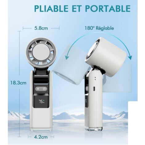 Ventilateur Portable Léger Et Silencieux - Mini Ventilateur à Pile 2xAA - Blanc - Idéal Canicule Et Voyages
