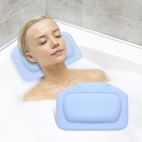 Oreiller de bain avec ventouses 4D Air Mesh, ergonomique, pour