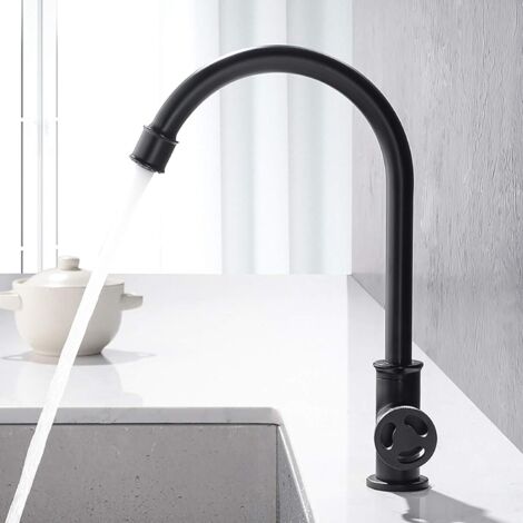 Mitigeur De Cuisine Noir Style Industriel Mural – Laveo BAU 765D, Look Vintage Et Design