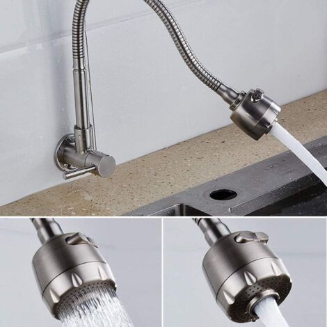 Robinet Flexible Extérieur Robinet Extérieur Mobile LIVLIG - Acier Inoxydable - Pivotant 360° - Pour Jardin/Camping Robinet Flexible Camping