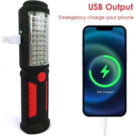 Wayfadacc Lampe De Poche LED Rechargeable USB – Pliable Avec Crochet Et Aimant – 3000 Lumens, 2000 MAh