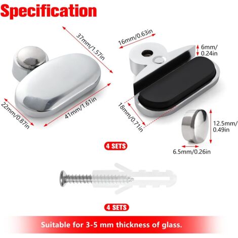 100 Clips De Fixation Pour Verre - Pour Miroirs, Portes D'Armoire, Vitres - Transparents, Installation Facile - Lot De 100 Pièces