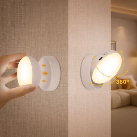 Veilleuse Détecteur Mouvement Lot De 2 - Rechargeable USB Portable Pour Escalier Chambre Cuisine