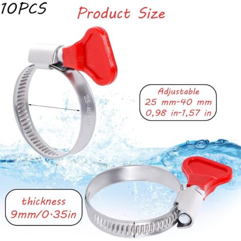 10 Pièces Collier De Serrage Avec Poignée 25-40mm - Colliers Tuyau Acier Inoxydable 304