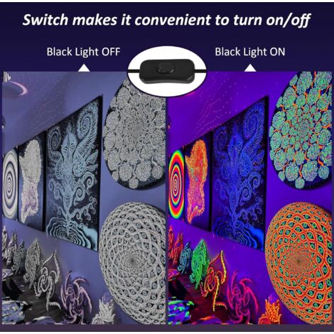 Projecteur LED UV Noir 300W 395nm GeRRit - 2 Paquets Étanches Pour Halloween Et Scène