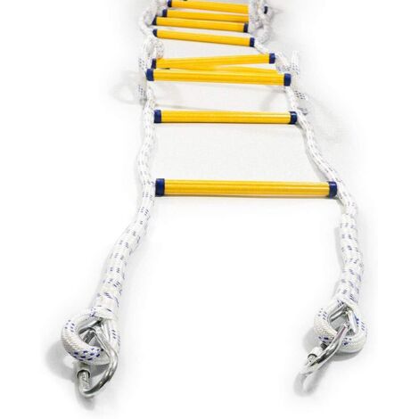 Échelle De Secours 15M U Yoo Avec Mousquetons - Échelle De Corde D'Évacuation D'Urgence Extérieure, Charge Max 200KG, Idéale Incendie, Fenêtre, Balcon
