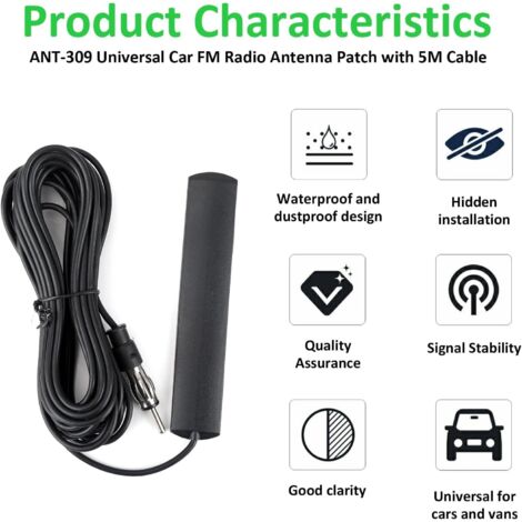 KIMISS Antenne Autoradio FM AM Universelle 36 Cm - Reception Puissante Pour Voiture Camion SUV