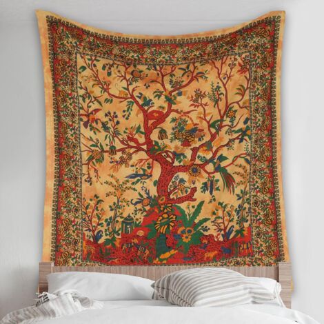 Jaune Arbre Tapisserie Indien Tissu Mural Tapestry Tenture Murale Tapisseries Boheme Pour Decor Maison Salon Et De La Chambre A Coucher 150 X 230 Cm 92576912