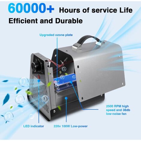 Générateur D'ozone Domestique 60 000 Mg/h - Purificateur D'air 150W, 200 M³/h - Blanc