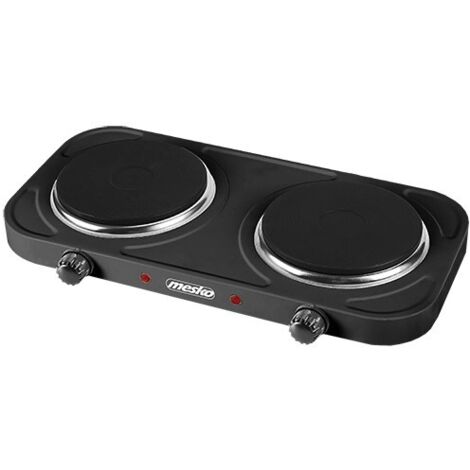 Mesko Cuisinière à Deux brûleurs Noir - 2000W - Contrôle de la température du thermostat