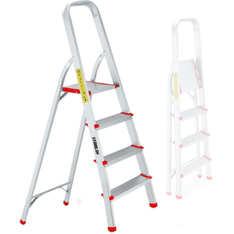Escabeau 4 marches BMTESC4ALU – Aluminium léger – Hauteur de travail 79 cm – Marches anti-dérapantes – Charge max 150 kg