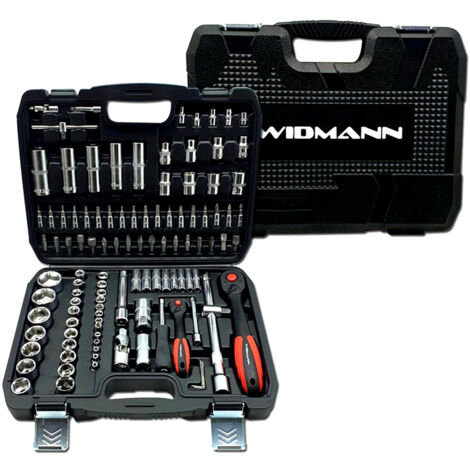 Coffret de Douilles Widmann 108SS socket Professionnelles 108 Pièces - 1/4 "et 1/2", Cliquet à 72 dents, chrome-vanadium (1/4)