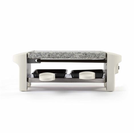Appareil à raclette blanc 2 personnes + 2 caquelons - 350W - plateau amovible en granite (1/5)