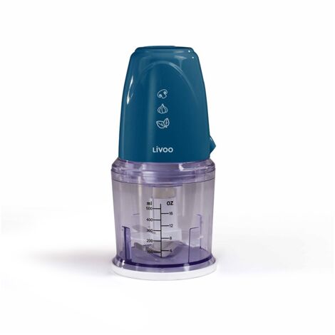 Hachoir électrique multifonction bleu Livoo DOP207B - Capacité 0,5L - 2 vitesses (1/3)