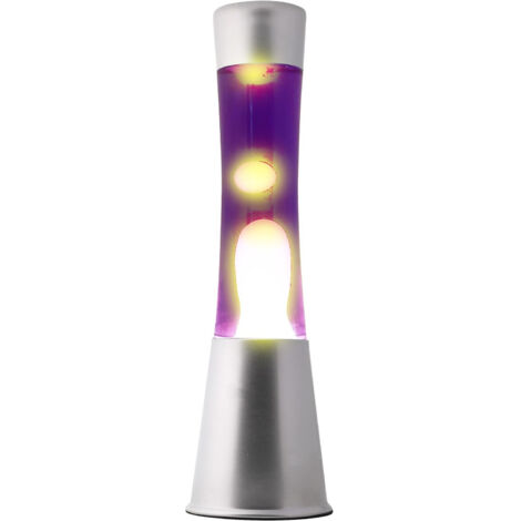 ITotal XL1797 Lampe à Lave 30 cm avec Base Argentée, Liquide Violet et Cire Jaune