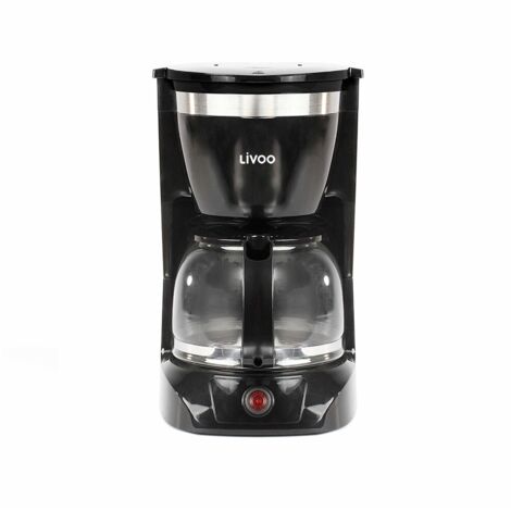 Cafetière électrique LIVOO DOD163N - finition Noir, capacité de 1.25L / 12 tasses, Verseuse en verre avec système anti-gouttes