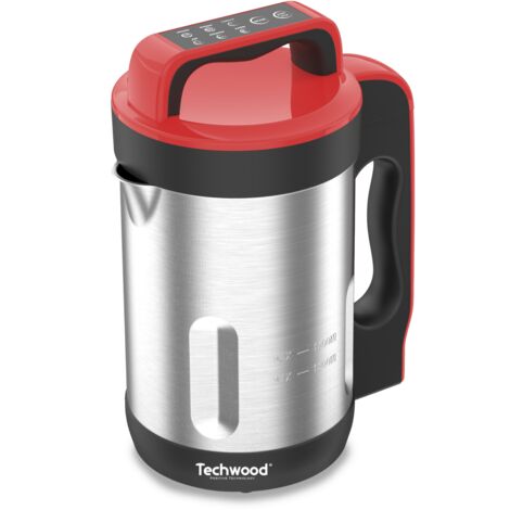 Blender Chauffant - Techwood TSM-1655  - Capacite 1.6L Soupe Veloute Compote Maintien au Chaud 1000W Inox - Coloris Rouge