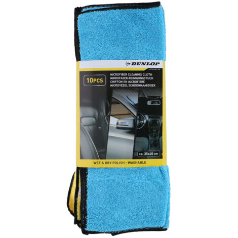 DUNLOP Lot de 10 Microfibre 35x40cm 300gsm - Nettoyage Humide & Sec, Haute Absorption, Lavable, Réutilisable, Entretien Auto (1/5)