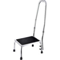 Marchepied avec main courante - Bm Médical TD-70-MC - surface en caoutchouc antidérapante - Finition couleur Gris