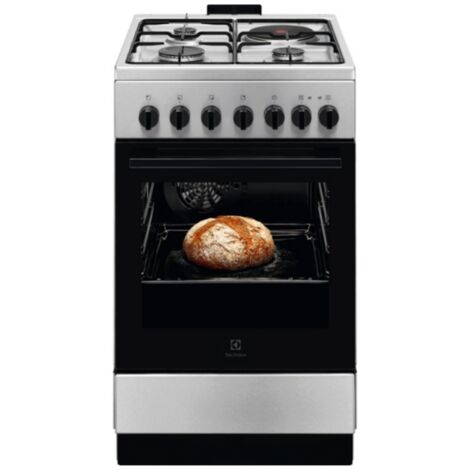 Electrolux – Cuisinière mixte 50 cm 4 foyers – 3 foyers gaz + 1 électrique – Four multifonction 57 L – Nettoyage manuel – Puissance 7500 W - LKM520011X