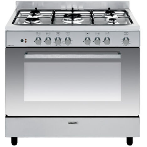 Glemgas – Piano de cuisson gaz inox 5 foyers – Double four A 104L – Énergie gaz – Nettoyage facile – GLEM GE 960