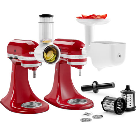 Kit de 3 accessoires pour robot pâtissier multifonction – Hachoir, passoire, tranchoir/râpe – Compatible Robot Artisan KitchenAid